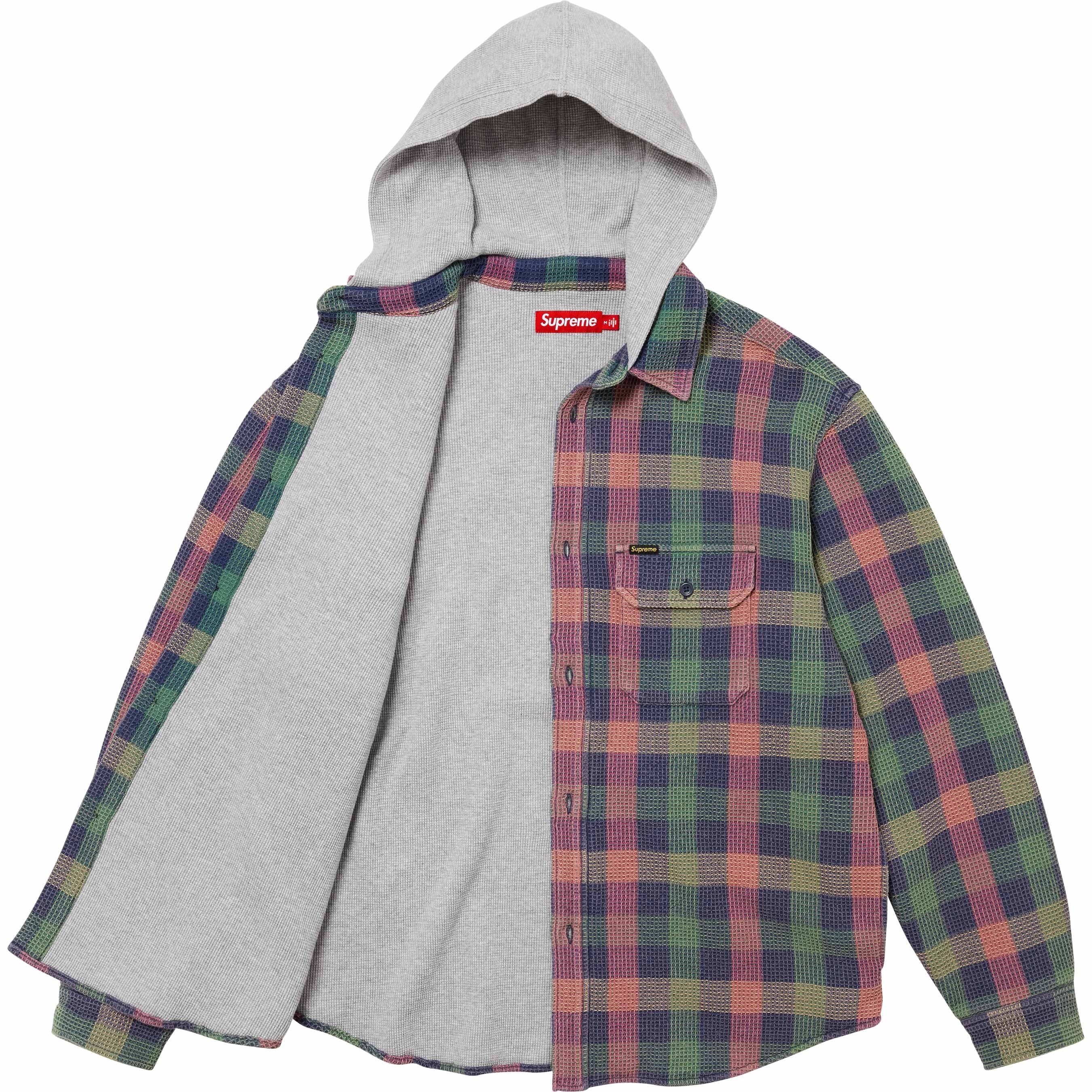 Waffle Plaid Hooded Shirt view 5